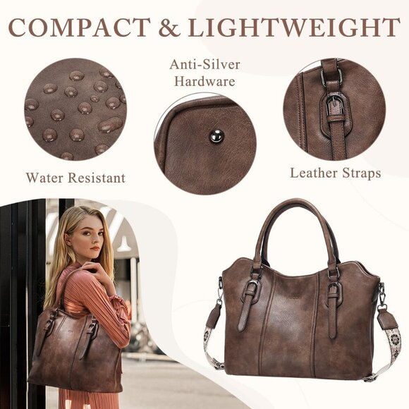 Hobo Bags for Women, Vegan Leather Top Handle Satchel Shoulder Purse Handbag Pur - Picture 5 of 7